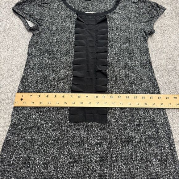 Theory Ginny Tweed Ruffle Silk Midi Shift Dress Womens XS Petite Black White - Picture 15 of 16